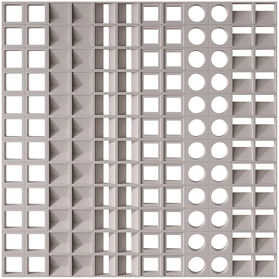 Modern Partition Design With Geometric Square And Circular Cutouts 3d model