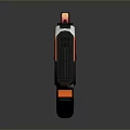 Futuristic Sci Fi Gun With Orange White Blue Tactical Design Aiming Scope And Circular Component