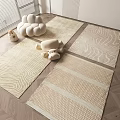 Modern Beige Square Rugs With Wave Patterns Striped And Geometric Designs 3d model