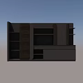 Modern File Cabinet With LED Lighting Dark Striped Panels Gray Storage And Multiple Shelves