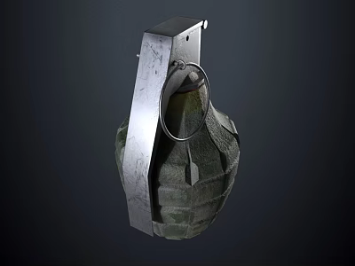 Tactical Hand Grenade With Metal Fuse Ring And Textured Military Casing 3d model