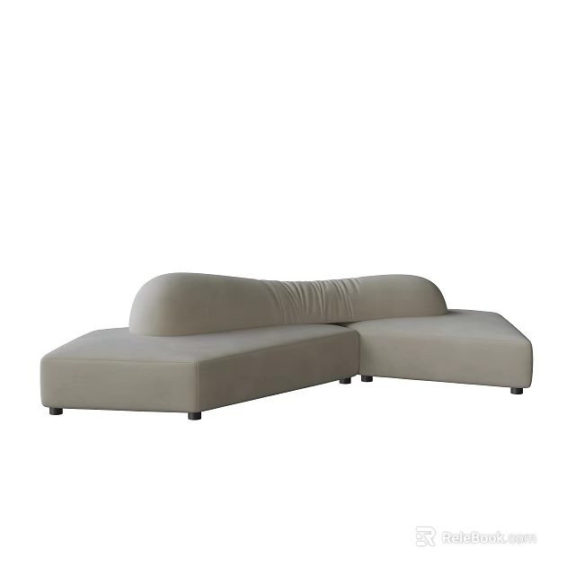 Modern L shaped Sectional Sofa With Light Gray Upholstery And Plush Backrest 3d model