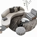 Modern Sofa Coffee Table Combination Curved Sofa Single Sofa 3d model