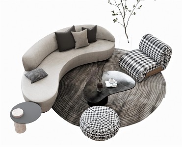 Modern Sofa Coffee Table Combination Curved Sofa Single Sofa 3d model