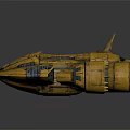 Yellow Futuristic Spaceship With Detailed Texture And Cosmic Exploration Design Features