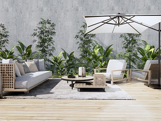 New Chinese Style Outdoor Sofa 3d model