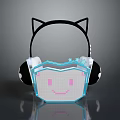 Cat Ear Computer Headset With Smile Face And Star Pattern Design