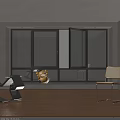 Open Casement Window With Black Frame In Interior Room Wooden Floor And Chair