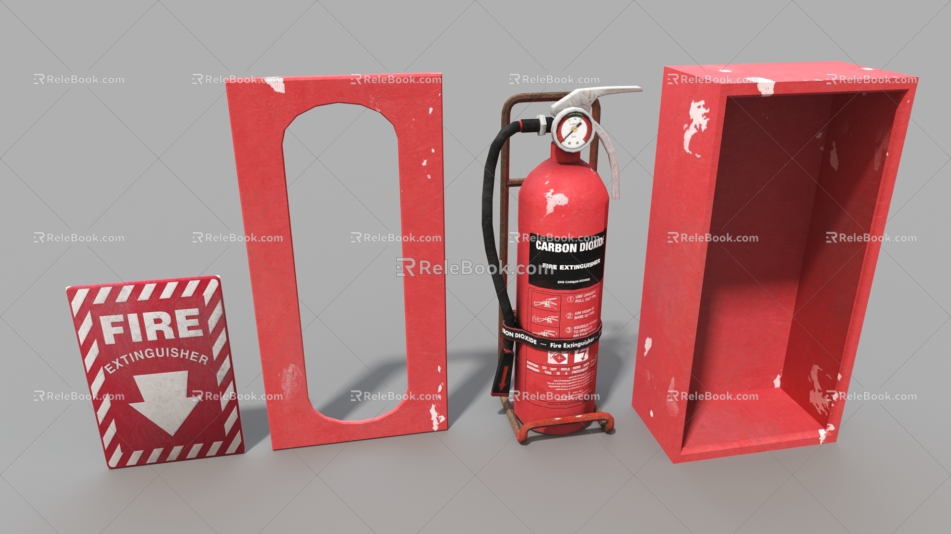 Fire hydrant fire fighting equipment dry powder fire extinguisher 3d model