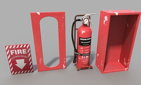 Fire hydrant fire fighting equipment dry powder fire extinguisher 3d model