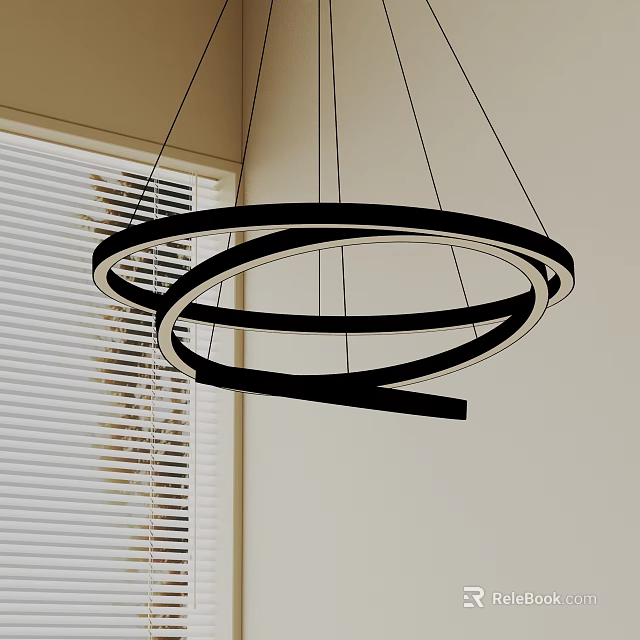Modern Black Circular Metal Chandelier Design for Contemporary Interior Spaces 3d model 