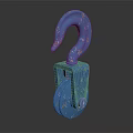 Blue Industrial Hook Pulley With Vintage Metallic Finish And Curved Design