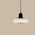 Modern Pendant Light With White Ribbed Shade Black Metal Top And Black Hanging Cord 3d model
