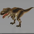 Standing Brown T Rex Dinosaur Character Model With Open Mouth And Sharp Teeth 3d model