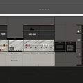 Modern Kitchen Interior With White Gray Cabinets Marble Countertop And Built In Ovens