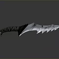 Serrated Sharp Blade Knife With Textured Striped Handle And Modern Design