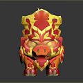 Game And Movie Character Flame Themed Red Yellow Mythical Beast With Ornamental Patterns
