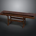 Wooden Long Table with Cross Legs and Drawers Simple Dark Brown Living Essentials