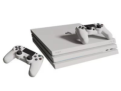 White PlayStation Gaming Console With Two Controllers Entertainment Electronics Device 3d model