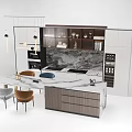 Elegant Modern Dining Table Set With Marble Countertop And Wooden Chairs