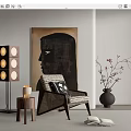 Quiet Leisure Chair Floor Lamp Side Corner 3d model