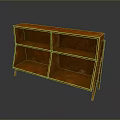 Modern Orange Open Bookshelf with Four Compartments Simple Design and Slim Wooden Legs