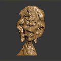 Golden Abstract Head Sculpture With Intricate Flame Like Textures And Shiny Surface