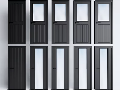 Various Styles of Modern Black Hinged Doors With Glass Panels And Panel Designs 3d model