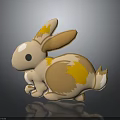 Cute 3D Rabbit Model with Orange Brown Fur and Large Ears in Cartoon Style