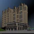 Modern High Rise Residential Building With Classic Facade And Street View