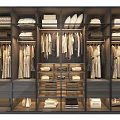 Modern Wardrobe Design With Glass Doors Hanging Rods Shelves And Wooden Drawers