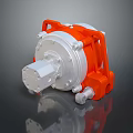 Orange And Silver Industrial Pump With Metal Casing And Mechanical Components 3d model