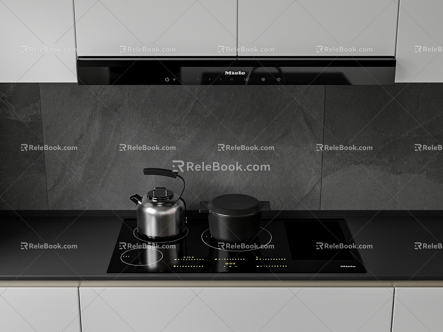 Gas Stove Kettle Cooking Pot Range Hood Stove 3d model