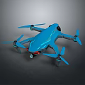 Blue Modern Sleek Drone With Four Propellers And Front Camera Design 3d model