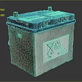 Blue And White Battery With Recycling Symbol And PD Label