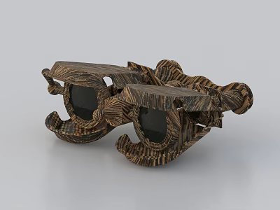 Vintage Wooden Binoculars Commercial Equipment With Unique Structure And Wood Grain Design 3d model