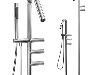 Stainless Steel Shower Faucet Set with Handheld Showerhead Fixed Arm and Modern Design 3d model