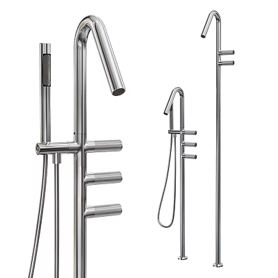 Stainless Steel Shower Faucet Set with Handheld Showerhead Fixed Arm and Modern Design 3d model