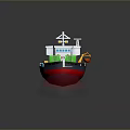 Container Ship With Green Containers Red Black Hull And White Superstructure 3d model