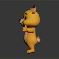 Cute Orange Cartoon Animal Character With Upright Ears White Belly And Playful Pose 3D Render