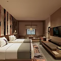 Elegant Traditional Hotel Guest Room With Bed Chandelier And Decorative Wall Art