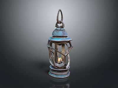 Vintage Metal Decorative Lantern Furniture With Handle And Candle Design 3d model