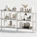 Modern Decorative Cabinet With Open Shelves Books Vases Dried Flowers And Ornaments