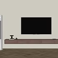 Sleek Wooden TV Stand Featuring Wall Mounted Television Beige Wall Decorative Items And Wooden Floor