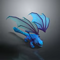 Game Movie Character Blue Purple Dragon With Detailed Wings