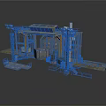 Industrial Machinery Structure With Yellow Frame Platforms And Mechanical Components
