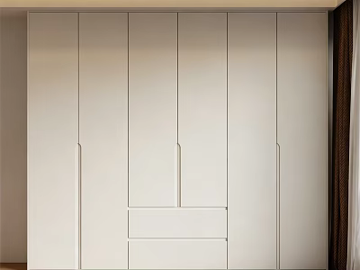 Sleek Modern White Wardrobe Minimalist Design With Cabinet Doors And Drawers 3d model