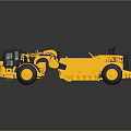 Yellow Construction Functional Vehicle with Dump Bed Cab and Large Wheels on Reflective Surface 3d model