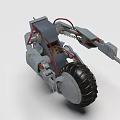 Detailed Mechanical Device Featuring Gray Structure Red Wires Springs Robotic Arm And Black Wheel