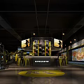 Spacious Modern Gym Interior With Bright Lighting Treadmills Fitness Equipment And Floor Markers
